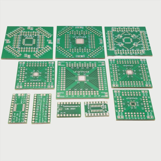 IC Development Kit: 11 Prototype Boards for TQFP, UFQFPN, VFQFPN, SSOP, LQFP, and SOIC - D - Perfect for Electronics Prototyping - Technomancer's Lab, Inc