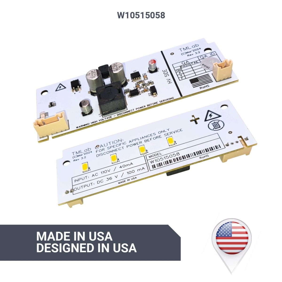 W10515058 Refrigerator LED Light Driver Replacement Board